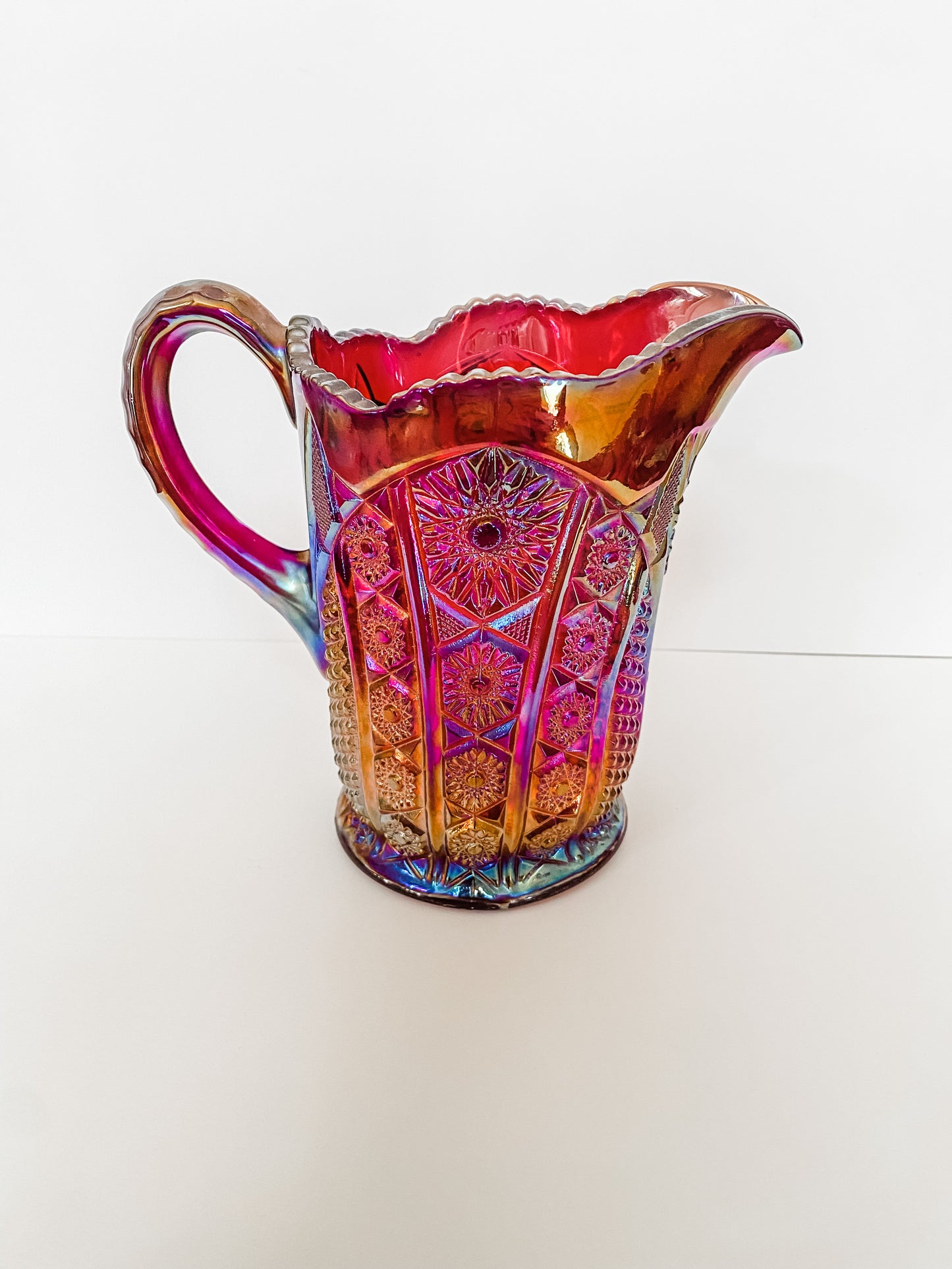 Ruby Red Sunset Carnival Pitcher