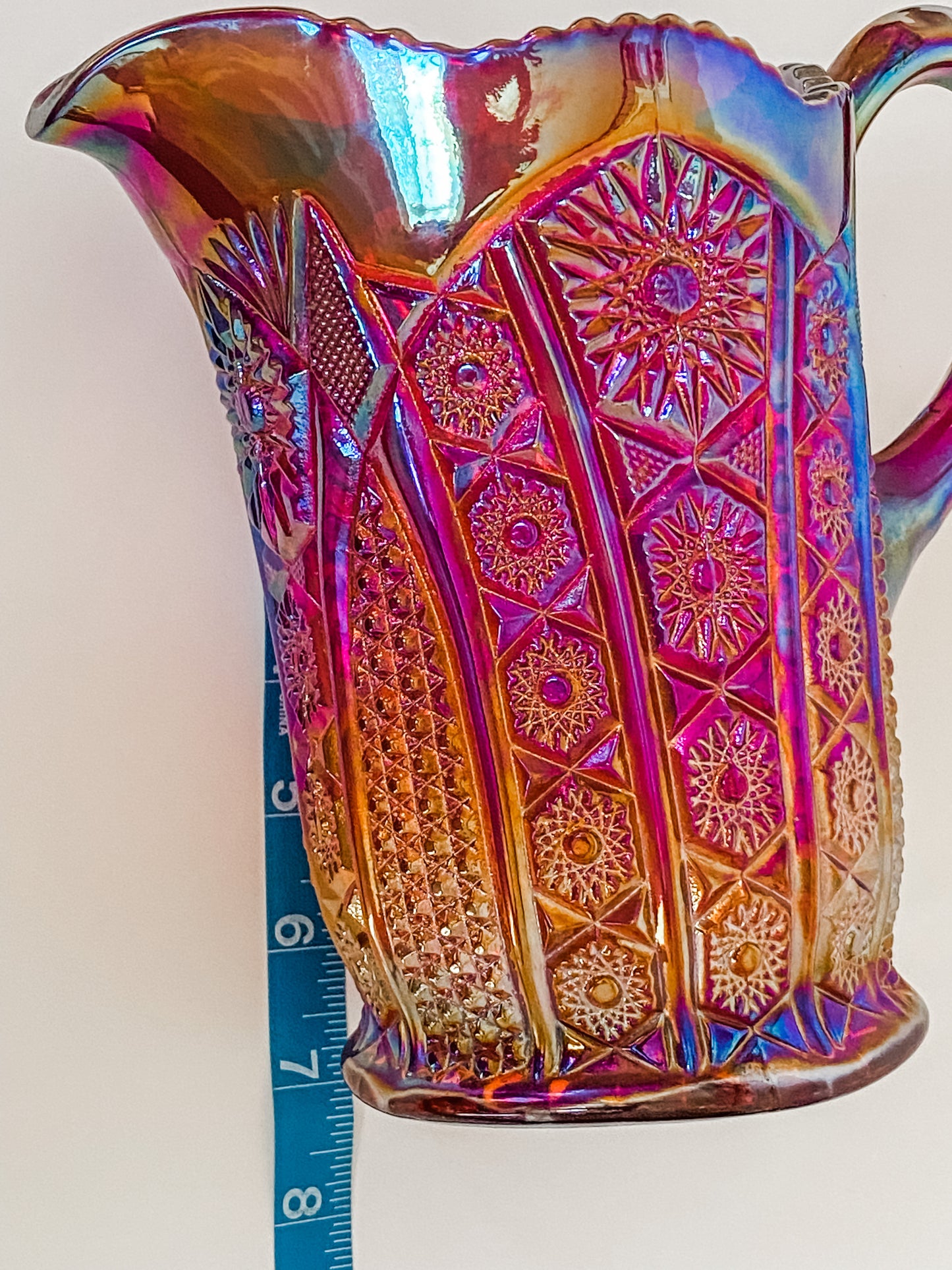 Ruby Red Sunset Carnival Pitcher